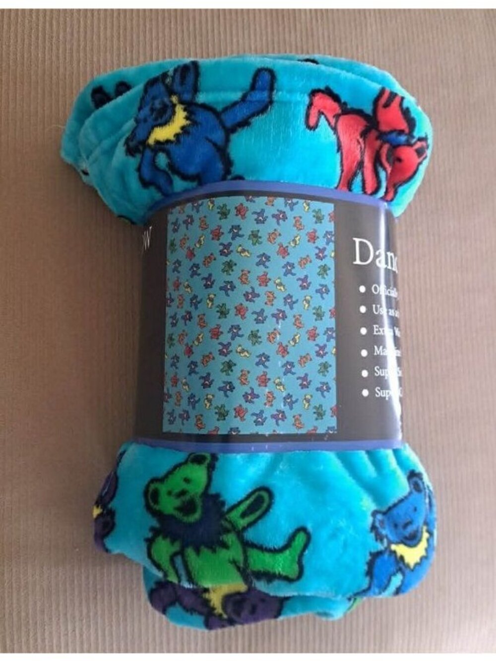 Dancing Bears Blue Plush Throw Gift Blanket Fleece Grateful Dead Soft Concert - Picture 4 of 4